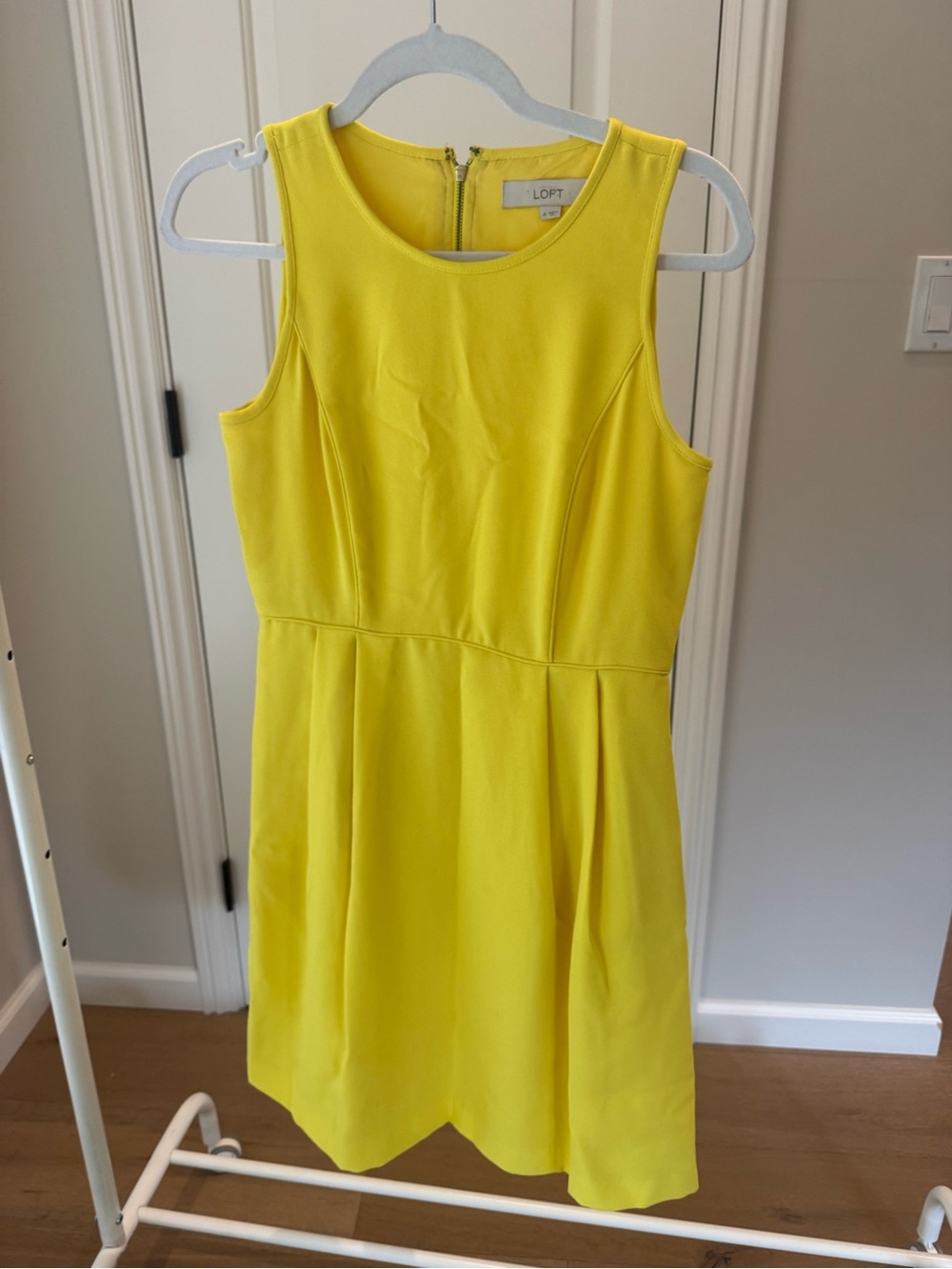 LOFT Bright Yellow Sleeveless Fit-and-Flare Mini Dress